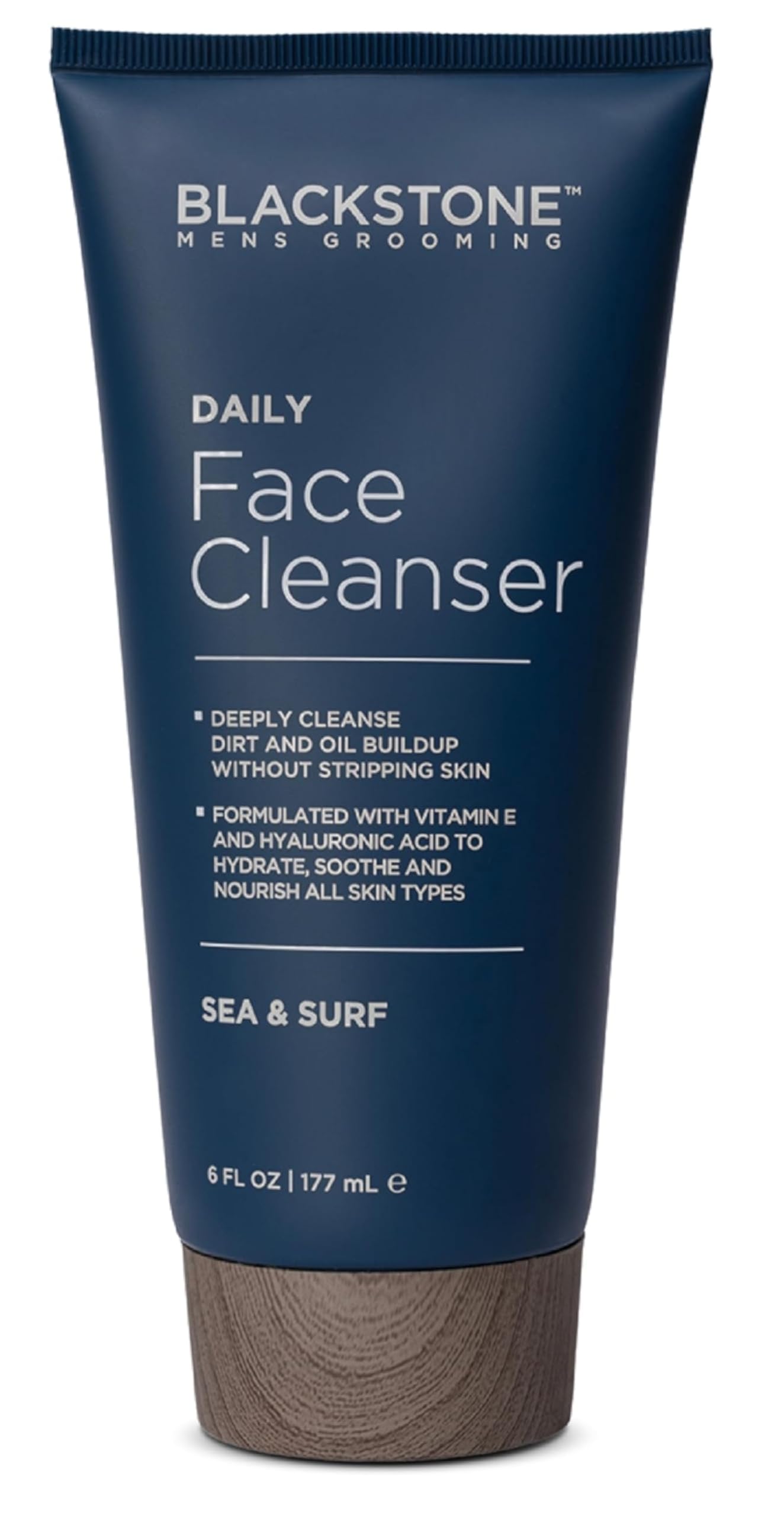 Blackstone Men's Grooming Daily Face Cleanser - Deep Cleanse & Nourish with Hyaluronic Acid, Aloe Vera and Vitamin E | Hydrate - Sea & Surf (6 Fl Oz)