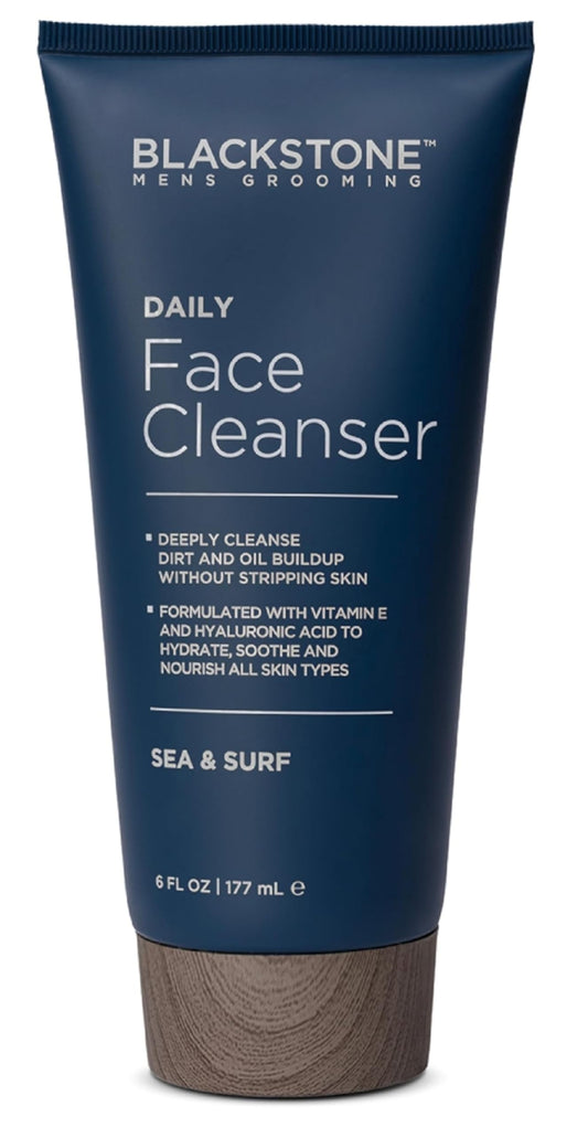 Blackstone Men's Grooming Daily Face Cleanser - Deep Cleanse & Nourish with Hyaluronic Acid, Aloe Vera and Vitamin E | Hydrate - Sea & Surf (6 Fl Oz)