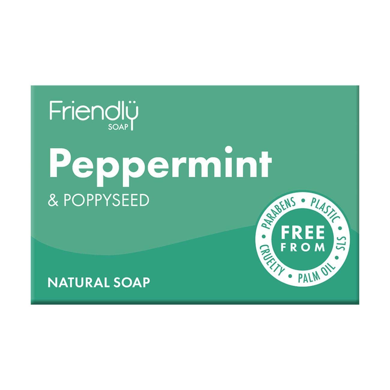 Friendly Soap Natural Handmade Peppermint and Poppy Seed Soap 95g