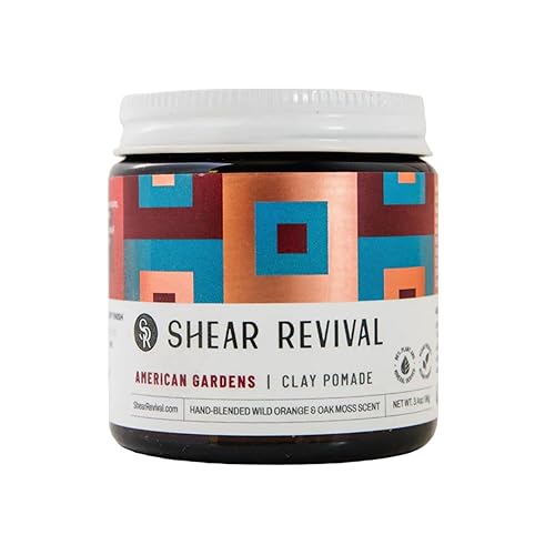 Shear Revival American Gardens Clay Pomade for Men & Women - Vegan, Strong Hold, Matte Dry Finish for All Hair Types, 99% All Natural Ingredients