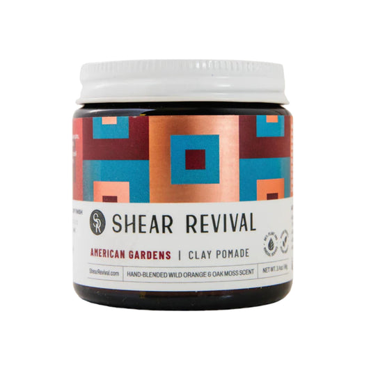 Shear Revival American Gardens Clay Pomade for Men & Women - Vegan, Strong Hold, Matte Dry Finish for All Hair Types, 99% All Natural Ingredients