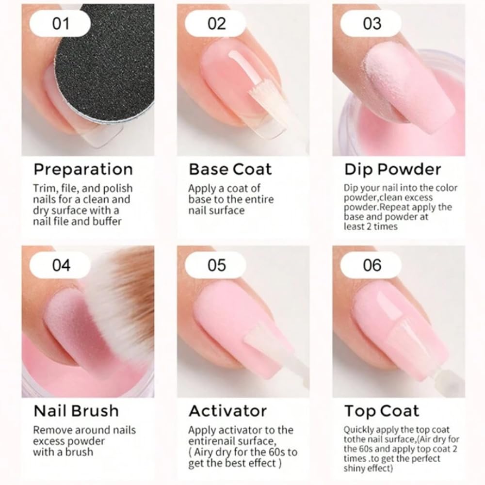 6Colors/Set Acrylic Powder Glitters Professional Carving Nail Polymer Tip Extension French Pink White Clear Adhesive Rhinestone Nail Art Supplies 3D Beauty & Personal Care Bellecrey