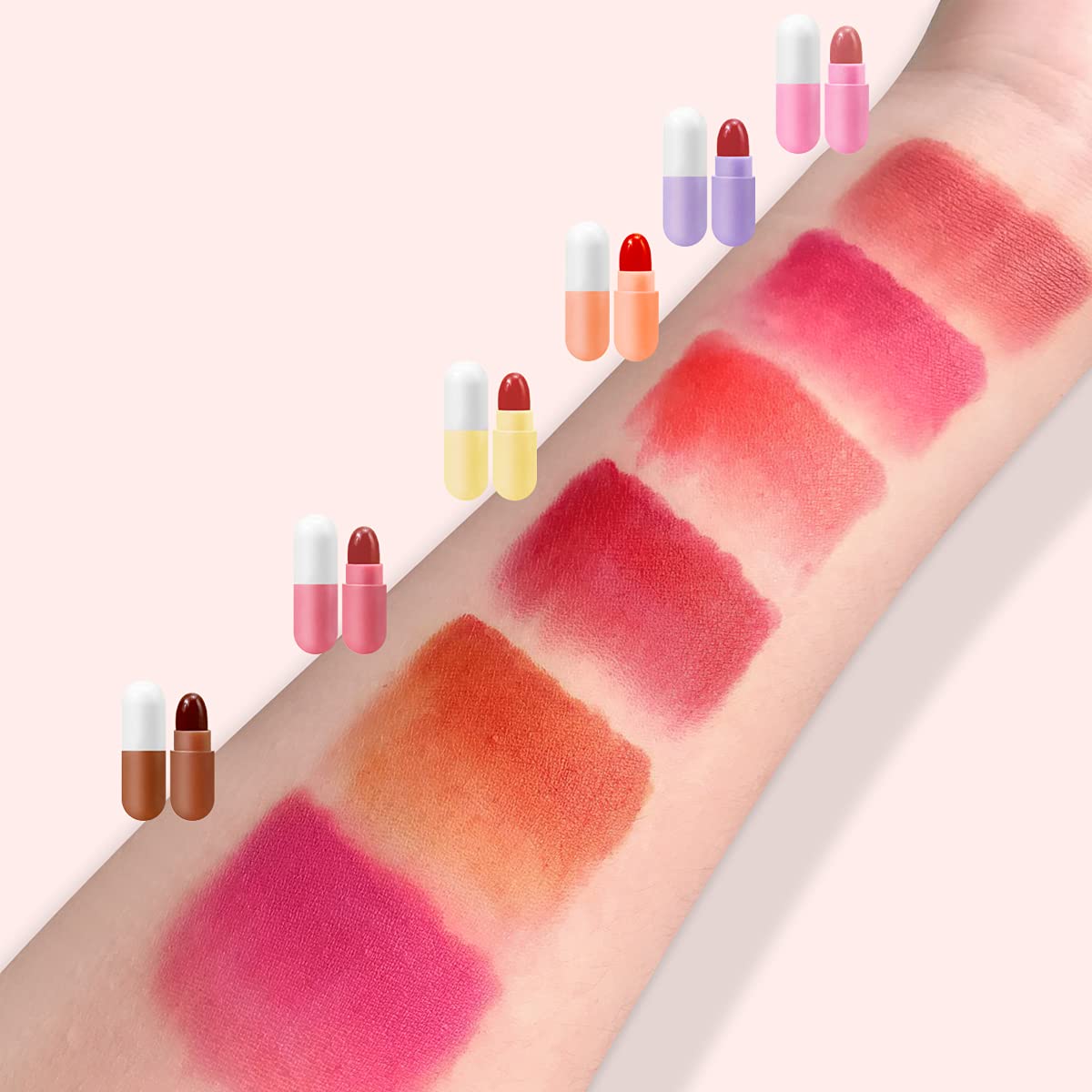 KISSIO Lipstick Set 12 Colors,Mini Matte Lipstick,Pill Lipstick Set,Waterproof Long Lasting Mini Capsules Lipstick,Travel Friendly,Cruelty Free,2.33