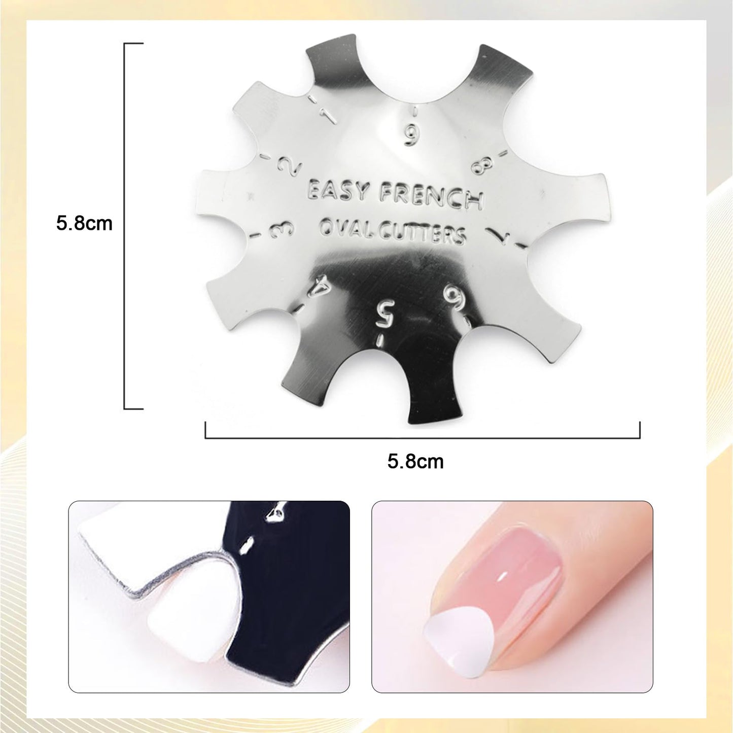 Oval Easy French Smile Line Nail Art Manicure Edge Trimmer Nail Cutter Acrylic Tool with 9 Sizes, HJ-NAT185-FS03