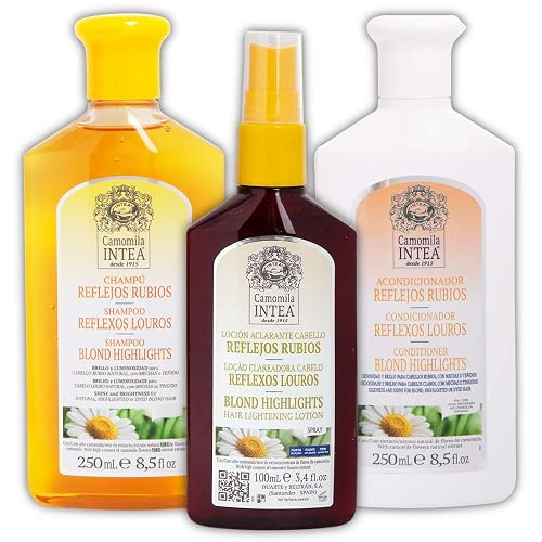 Camomila Intea Shampoo and Conditioner Set - Highlights Enhancer made with Natural Chamomile Extract - Hair Lightener Lotion INCLUDED