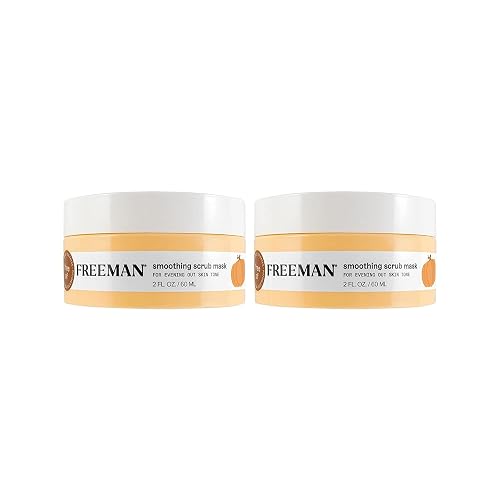 Freeman Smoothing Scrub Mask, Facial Mask & Face Scrub For Exfoliating Skin, Improve Skin Tone, Pumpkin Enzymes & AHAs, Travel Size Skincare, Vegan