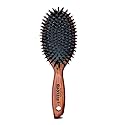 Spornette Deville Boar Bristle Wooden Paddle Hair Brush for Women - Cushion Oval Hair Straightening Brush for Blow Drying, Detangling, Smoothing