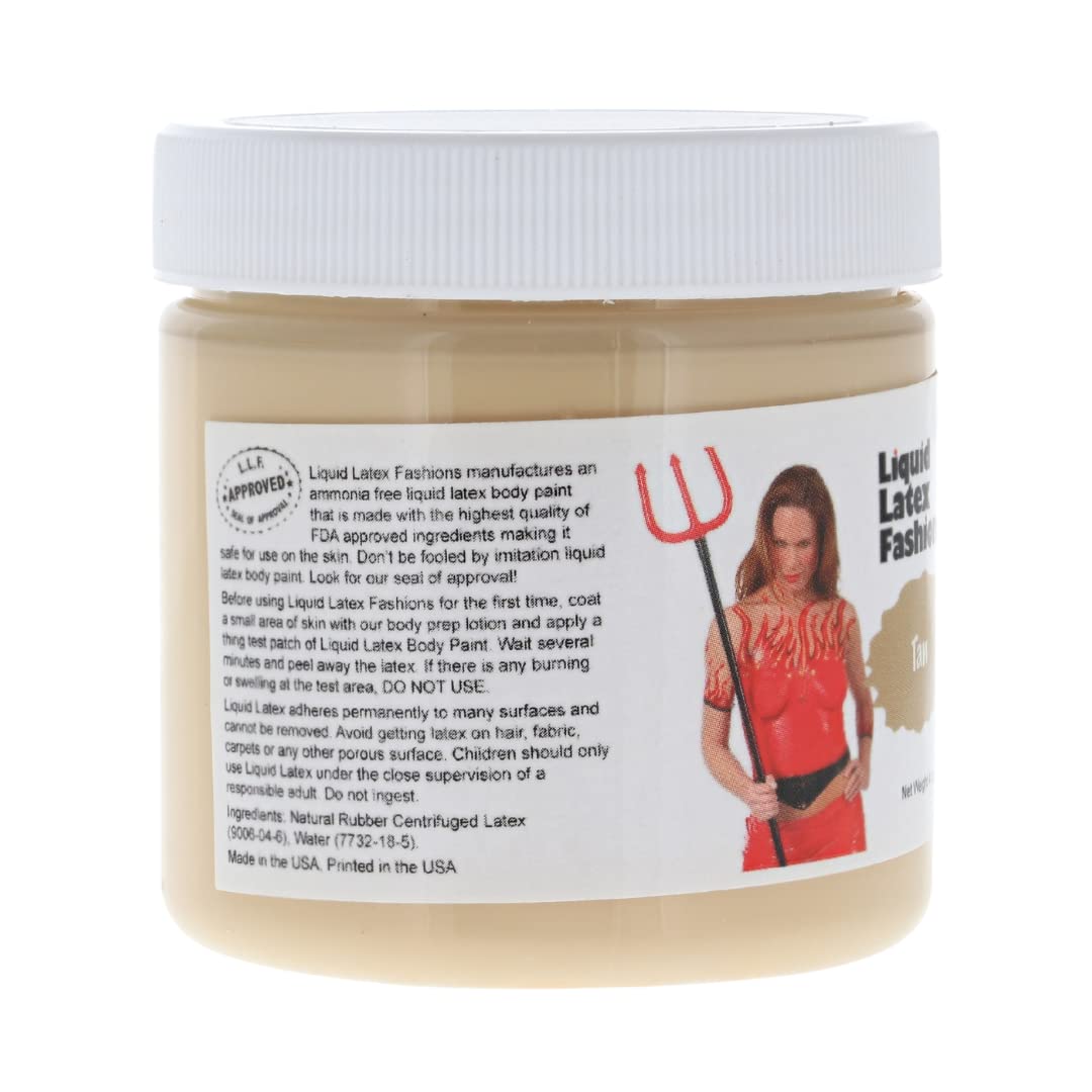 Tan 4 Oz - Liquid Latex Body Paint, Ammonia Free No Odor, Easy On and Off, Cosplay Makeup, Creates Professional Monster, Zombie Arts
