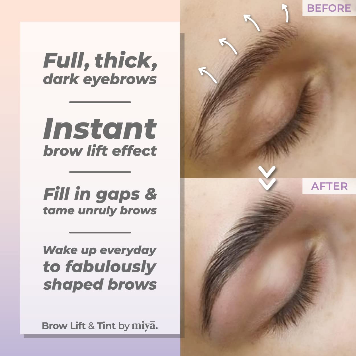 MIYA LASH Lift & Brow Lamination Kit | Black, Voluminous Eyebrows & Eyelashes Color | Professional 8 Weeks Result | LVL, Perm, Laminate | Keratin Brow