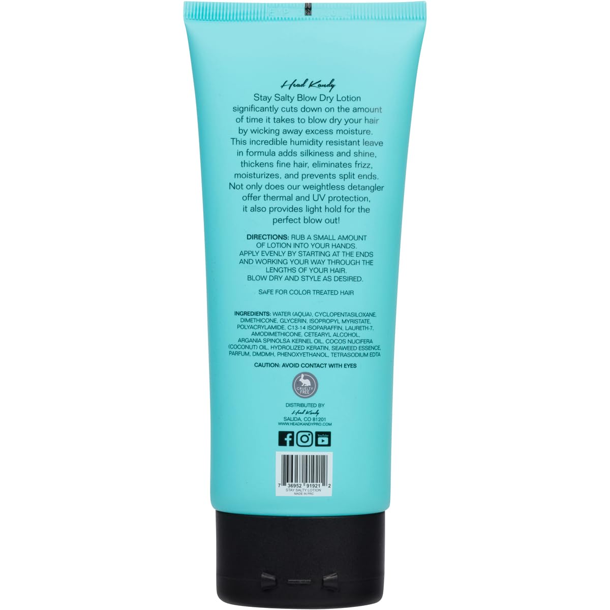Head Kandy Stay Salty Volumizing Blow Dry Lotion |The Perfect Blowout | Anti-Frizz Heat Protectant For Hair | Anti-Humidity Hair Product | 4.95oz