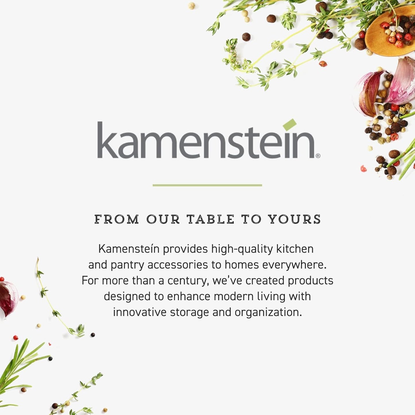 Kamenstein 20 Jar Revolving Countertop Spice Rack with Spices Included, FREE Spice Refills for 5Years, Polished Stainless Steel with Black Caps, 30020