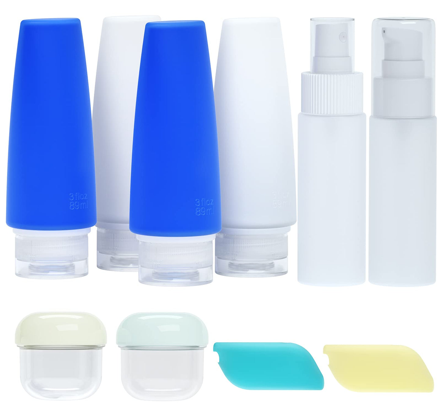 Valourgo 10 Pack Travel Bottles Set for Toiletries, 3 Ounce Portable Travel Size Containers Leak Proof Spray Bottles Tubes Shampoo Conditioner