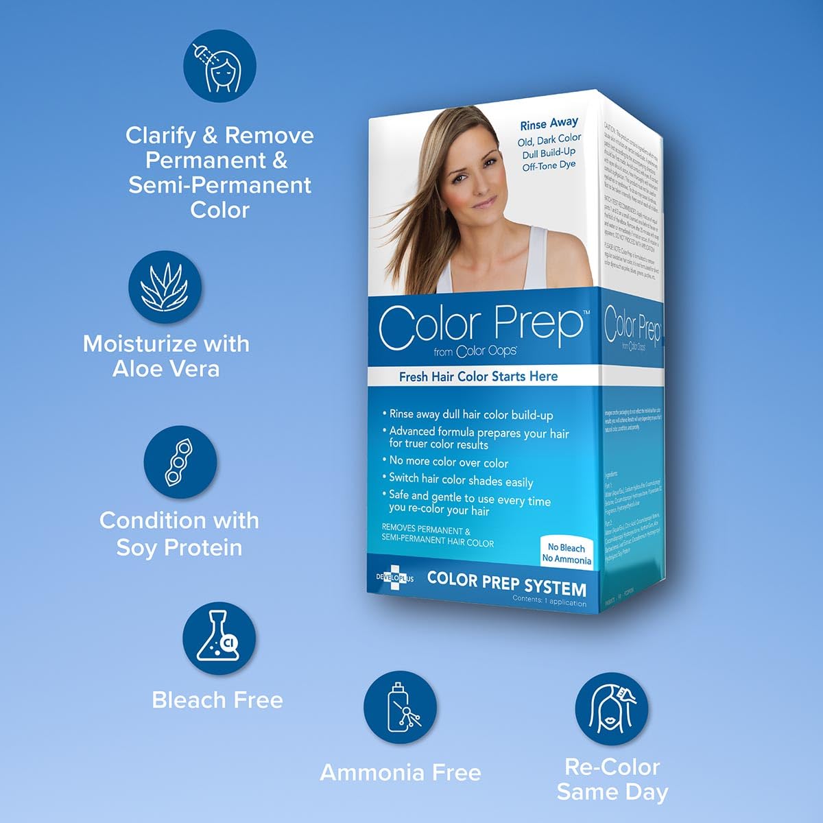 Color Oops Color Prep, 1 Application, Extend Results and Vibrancy, Hair Dye Remover Rinses Away Dull Colors, Product, and Mineral Buildup, Bleach