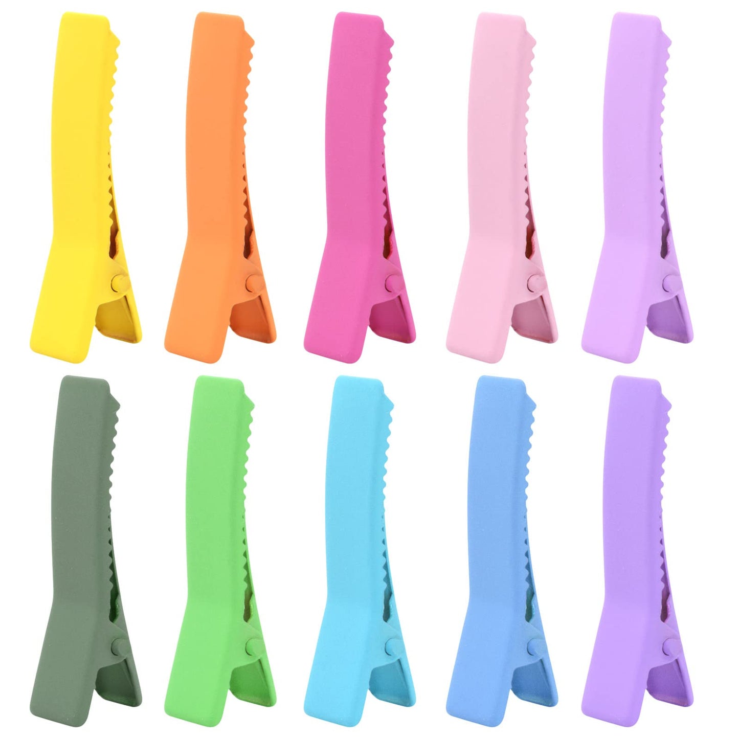 50pcs Colorful Alligator Duckbill Hair Clips Alloy Double Prong Curl Clips Sectioning Hairclips Non-slip Hairpin Barrettes for Women Hair Extensions