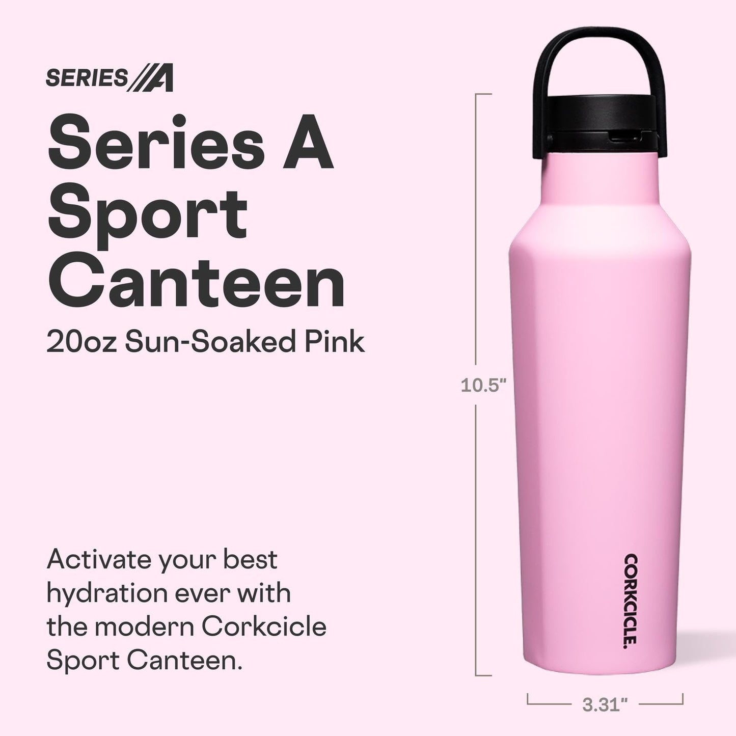 Corkcicle Sport Canteen - Keeps Drinks Cold 25 Hours - Stainless Steel Water Bottle - Triple-Insulated - Spill-Proof - Summer Drinkware Gift - Keeps