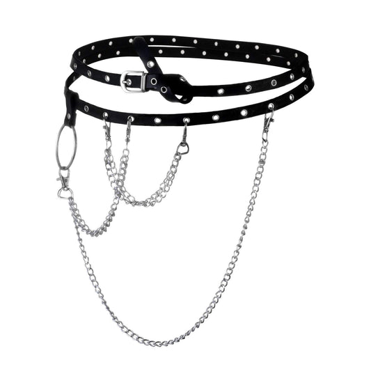 MILAKOO Eyelet Grommet Waist Belt for Women Pu Outfit Accessory for Stage Show Halloween Wear Decor