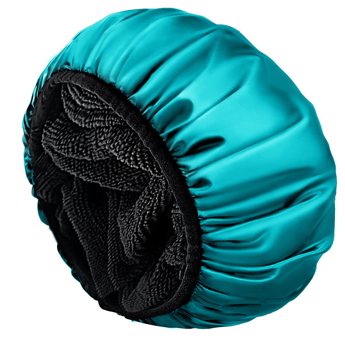 Aquior Shower Cap,Extra Large Triple Layer Bathing Cap with Dry Hair Function for Women Microfiber Terry Cloth Silky Satin 100% Waterproof Reusable