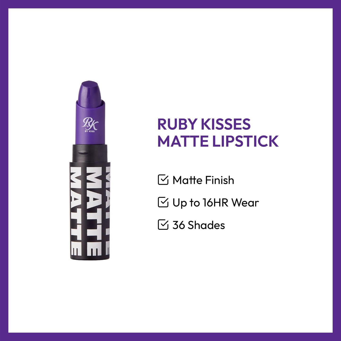 Ruby Kisses Ultra Matte Super Rich Lipstick 3.5g/0.12oz (RMLS18 PURPLE AFFAIR)