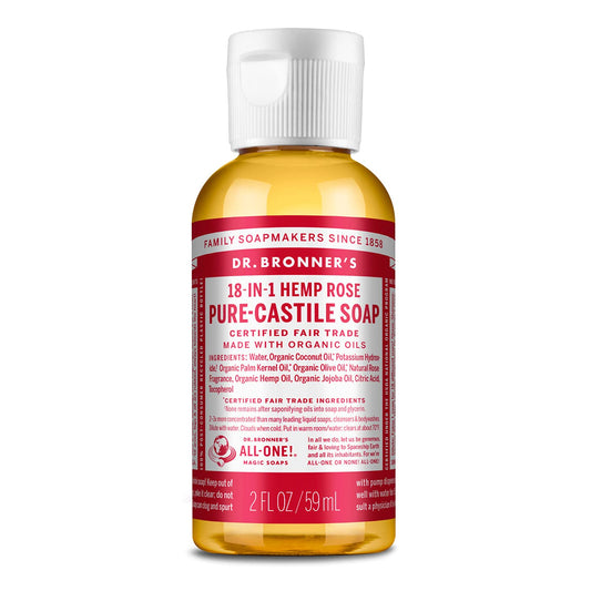 Dr. Bronner's - Pure-Castile Liquid Soap (Rose, 2 ounce) - Made with Organic Oils, 18-in-1 Uses: Face, Body, Hair, Laundry, Pets and Dishes Beauty & Personal Care Dr. Bronner's