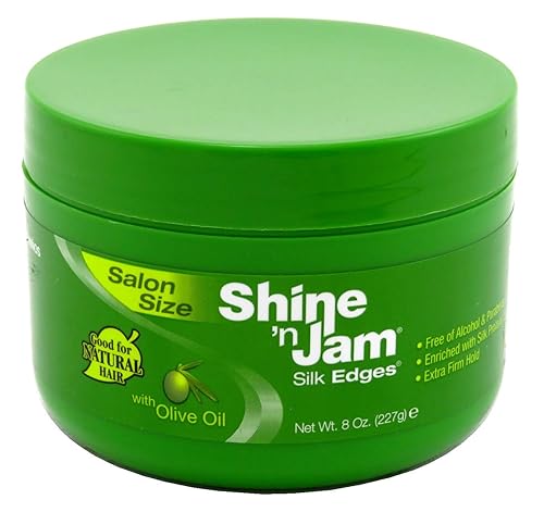 Shine-N-Jam Silk Edges With Olive Oil 8 Ounce Jar (Pack of 6)