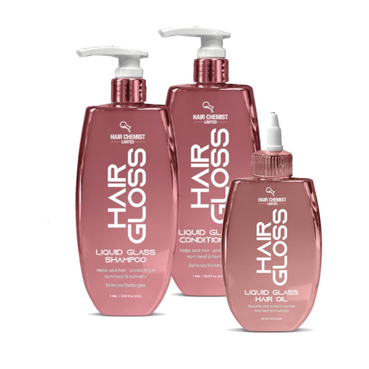 Hair Chemist Hair Gloss Liquid Glass 3-PC Shine & Protect Set - Includes 33.8oz Shampoo, 33.8oz Conditioner & 8oz Hair Oil Set (3-PC SET) Beauty & Personal Care Hair Chemist