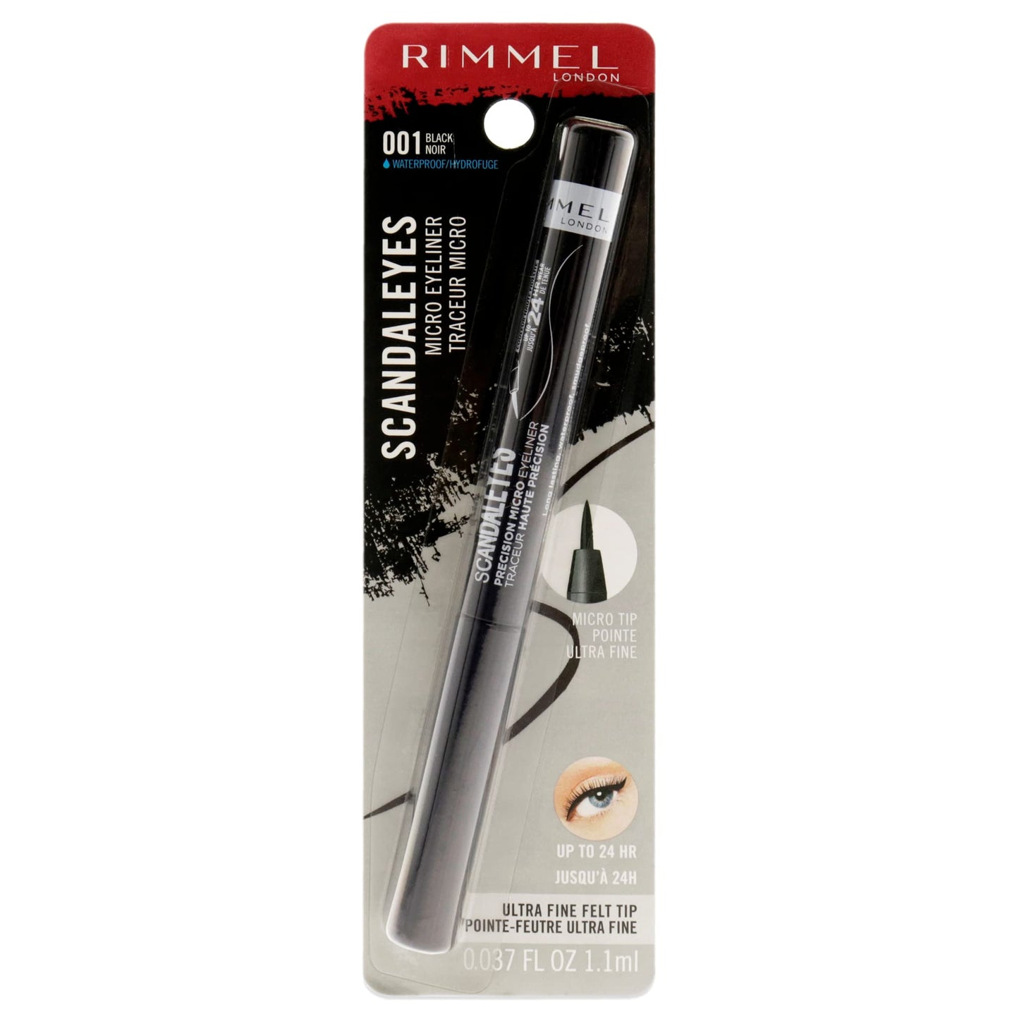 Rimmel London Scandaleyes Micro Eyeliner, Waterproof, Long-Wearing, Smudge-Proof, 001, Black, 0.04oz