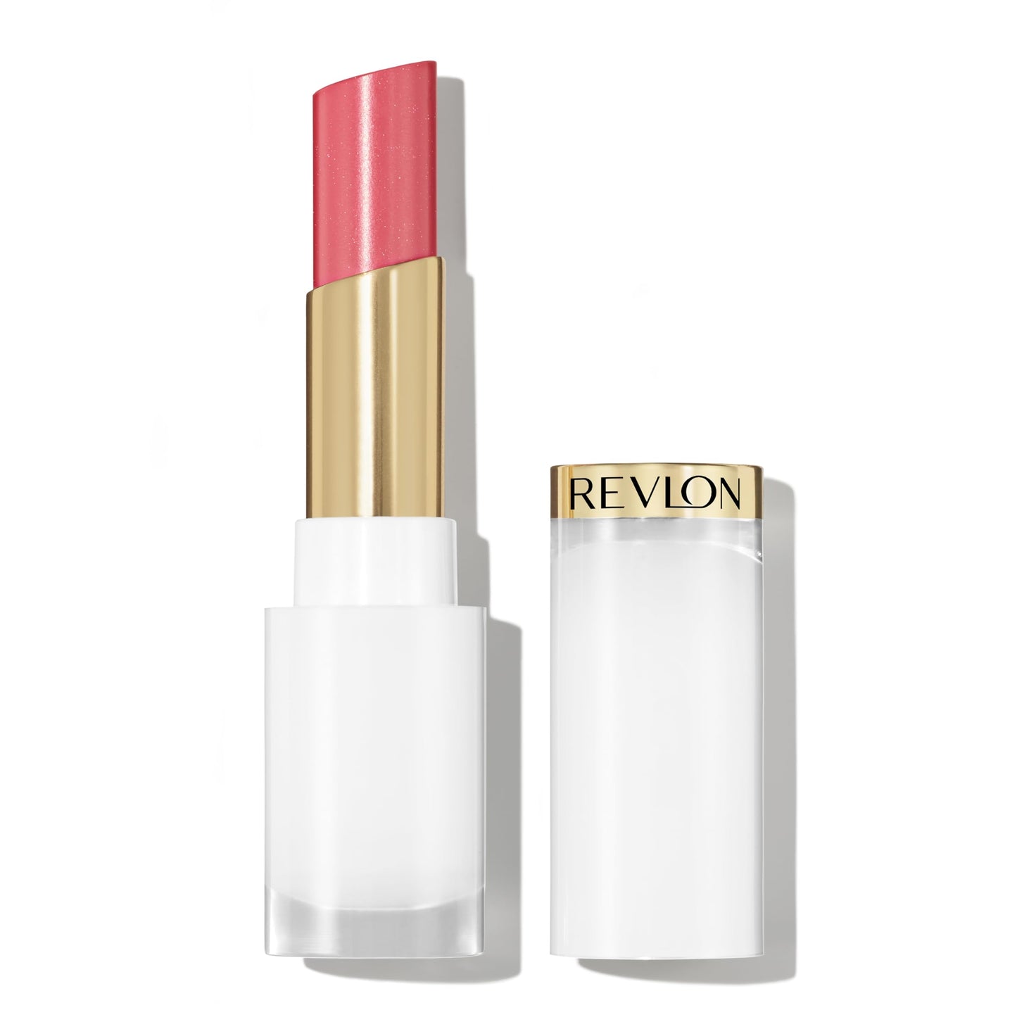 REVLON Super Lustrous Glass Shine Balm, Hydrating Tinted Lip Balm with Hyaluronic Acid, Aloe & Rose Quartz, Medium Pink Lipstick, NEW Shade, 018