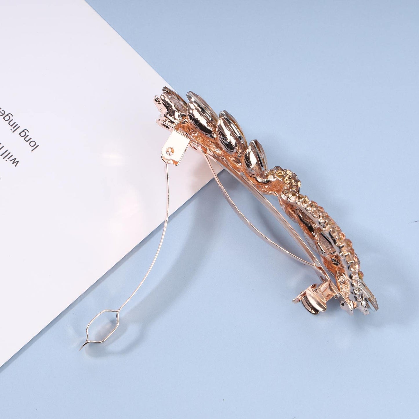 Yheakne Rhinestone Wedding Hair Clip Barrette Gold Crystal Hair Barrette Shine Bride Headpieces Decorative Headwear Crystal Hair Clip Comb Bridal Hair