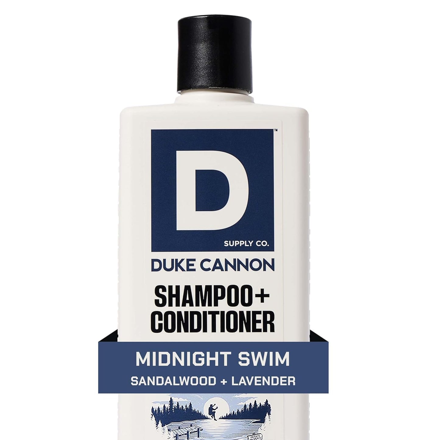 Duke Cannon Supply Co. Midnight Swim 2-in-1 Shampoo and Conditioner for Men - 14 fl oz - Sandalwood + Lavender Scent - Made with Tea Tree Oil