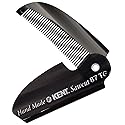 Kent 87T Black Graphite Handmade Folding Pocket Comb for Men, Fine Tooth Hair Comb Straightener for Everyday Grooming Styling Hair, Beard or Mustache