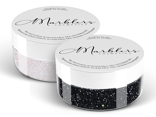 MARBLERS Twinkle Face & Body Glitter Duo [Black Knight & Rainbow White] 0.36oz (10g) | Non-Toxic | Cruelty-Free | Eyeshadow, Nail Polish, Nail Art |