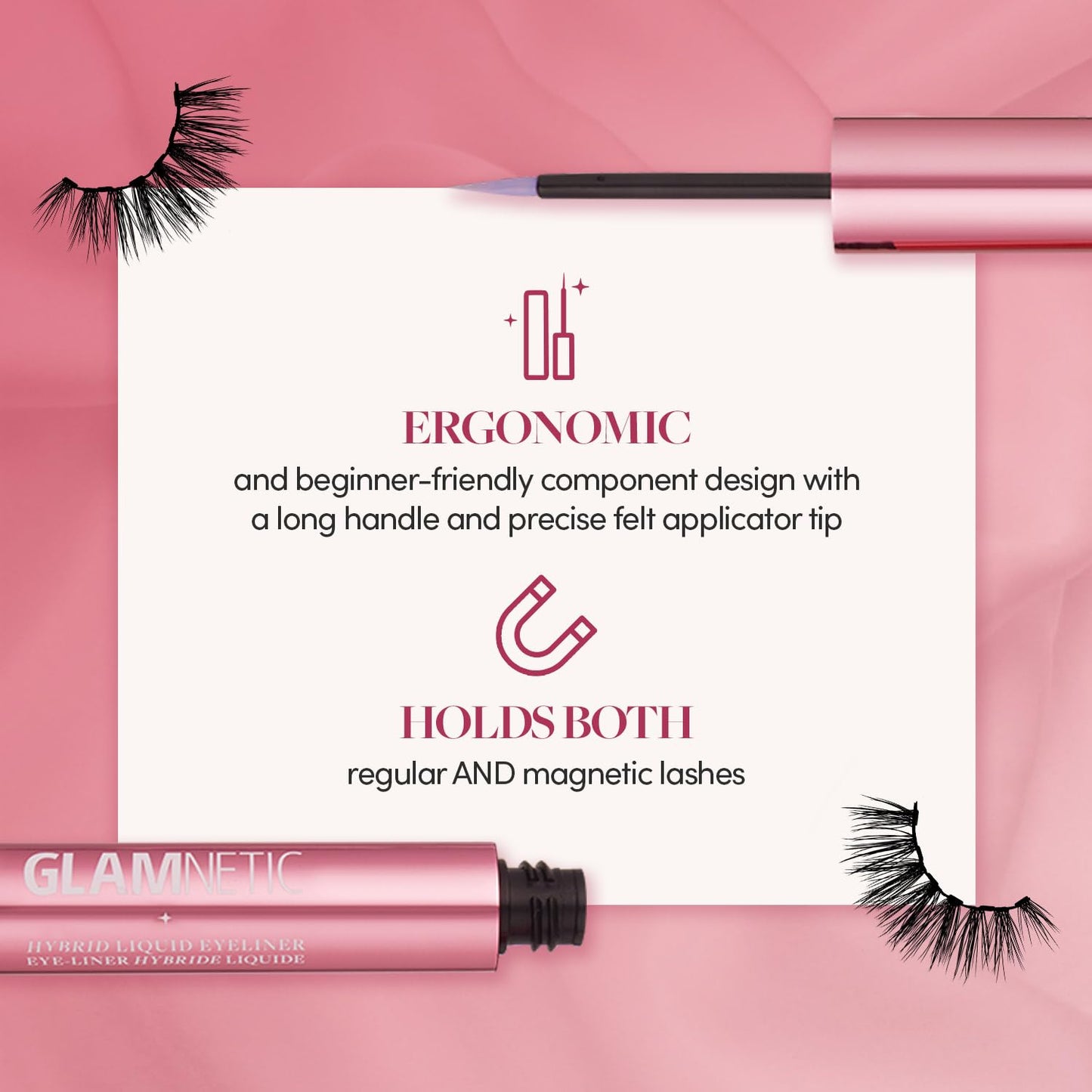 Glamnetic Hybrid Magnetic Eyeliner, Liquid Clear, for Eyelashes - Waterproof & Smudge Proof Liner | All-Day Hold for Magnetic Lashes, Quick-Drying