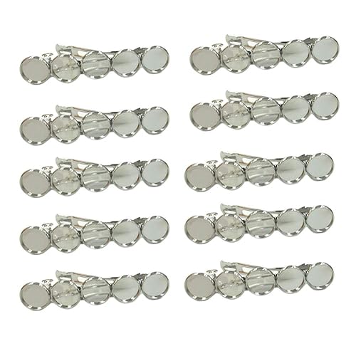 10 Pieces Metal Hair Clips with Blank Round Tray Base Fits 12mm Round Hair Clip Cabochon Settings Hair Barrettes with Blank Hairgrip Base Trays