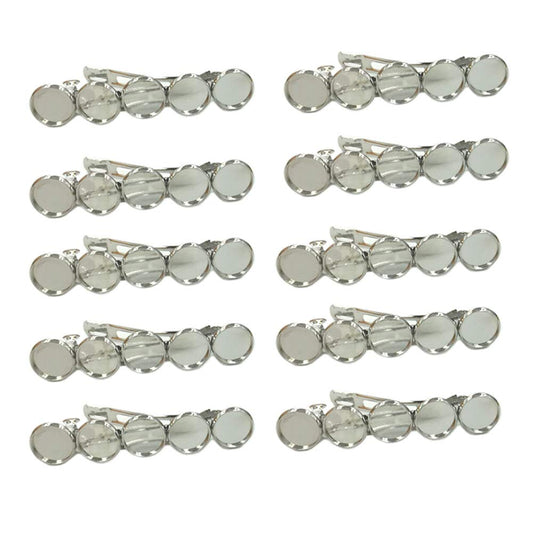 10 Pieces Metal Hair Clips with Blank Round Tray Base Fits 12mm Round Hair Clip Cabochon Settings Hair Barrettes with Blank Hairgrip Base Trays