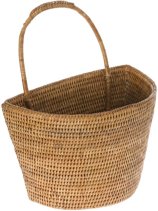 KOUBOO La Jolla Rattan Wall Storage Basket with Handle, Hanging Basket, Storage Bin for Flowers Plants, Home, Office Organizer, Large, Honey Brown