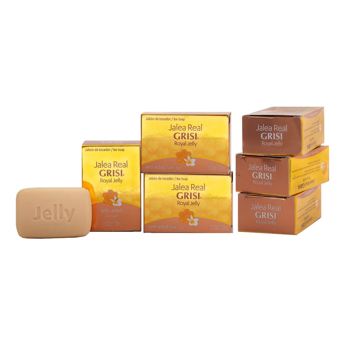Grisi Royal Jelly Soap, Cleansing, and Smoothing Soap Nourish your skin, Improves your skin Elasticity, Extra Hydration, 6-Pack of 3.5 Oz each, 6 Bar