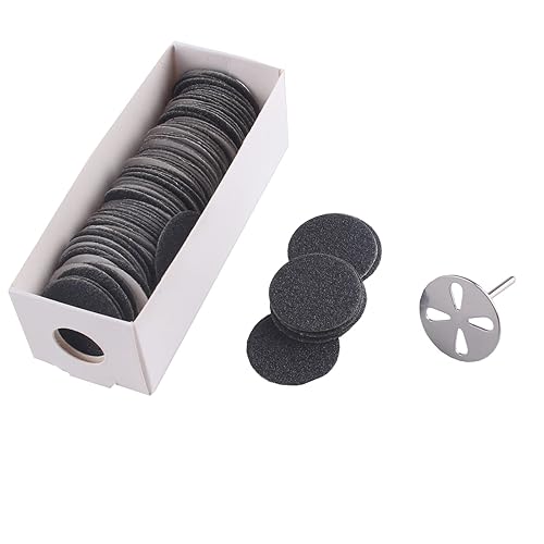 MZCMSL 100pcs Sandpaper Discs and 1pcs Metal Nail Bit,25mm Pedicure Sanding Disc Bit,Electric Foot Files,#80 Grit(Coarse)