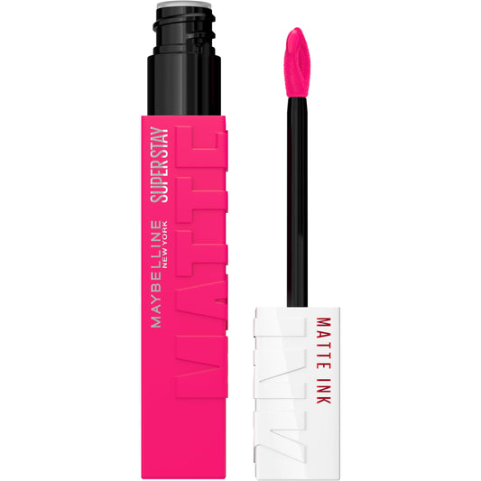 Maybelline Super Stay Matte Ink Liquid Lipstick Makeup, Long Lasting High Impact Color, Up to 16H Wear, Romantic, Vivid Pink, 1 Count, Packaging May