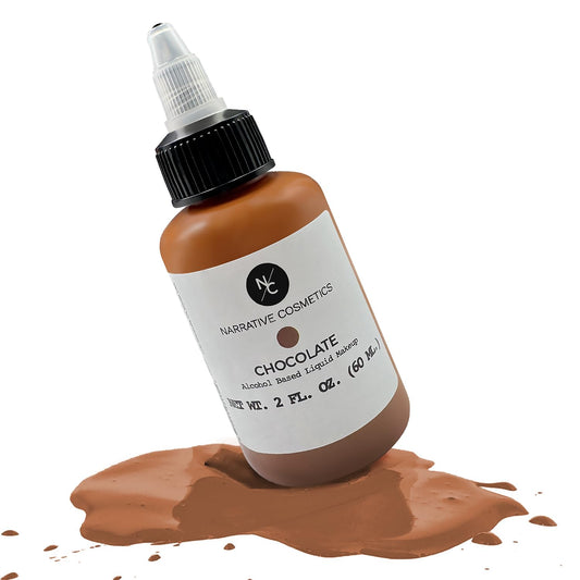 Narrative Cosmetics Flesh Tone Alcohol Airbrush Paint - Chocolate | 2 fl oz Waterproof Liquid Makeup for Tattoo Cover-Up, Scar & Skin Concealer |