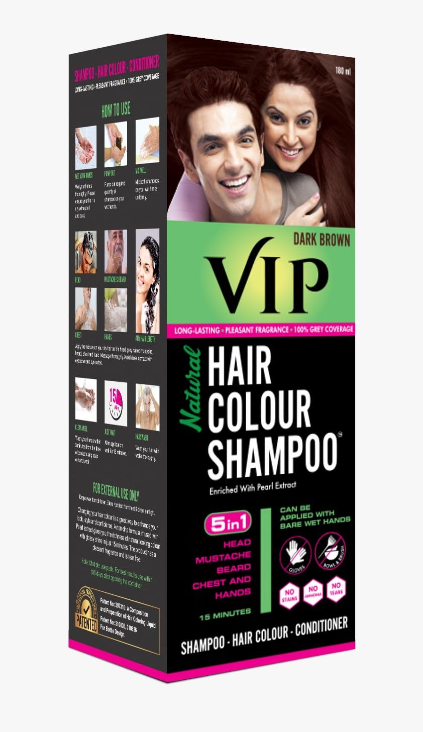 VIP 3 in 1 Hair Color Shampoo (180 ml / 6.08 fl oz)