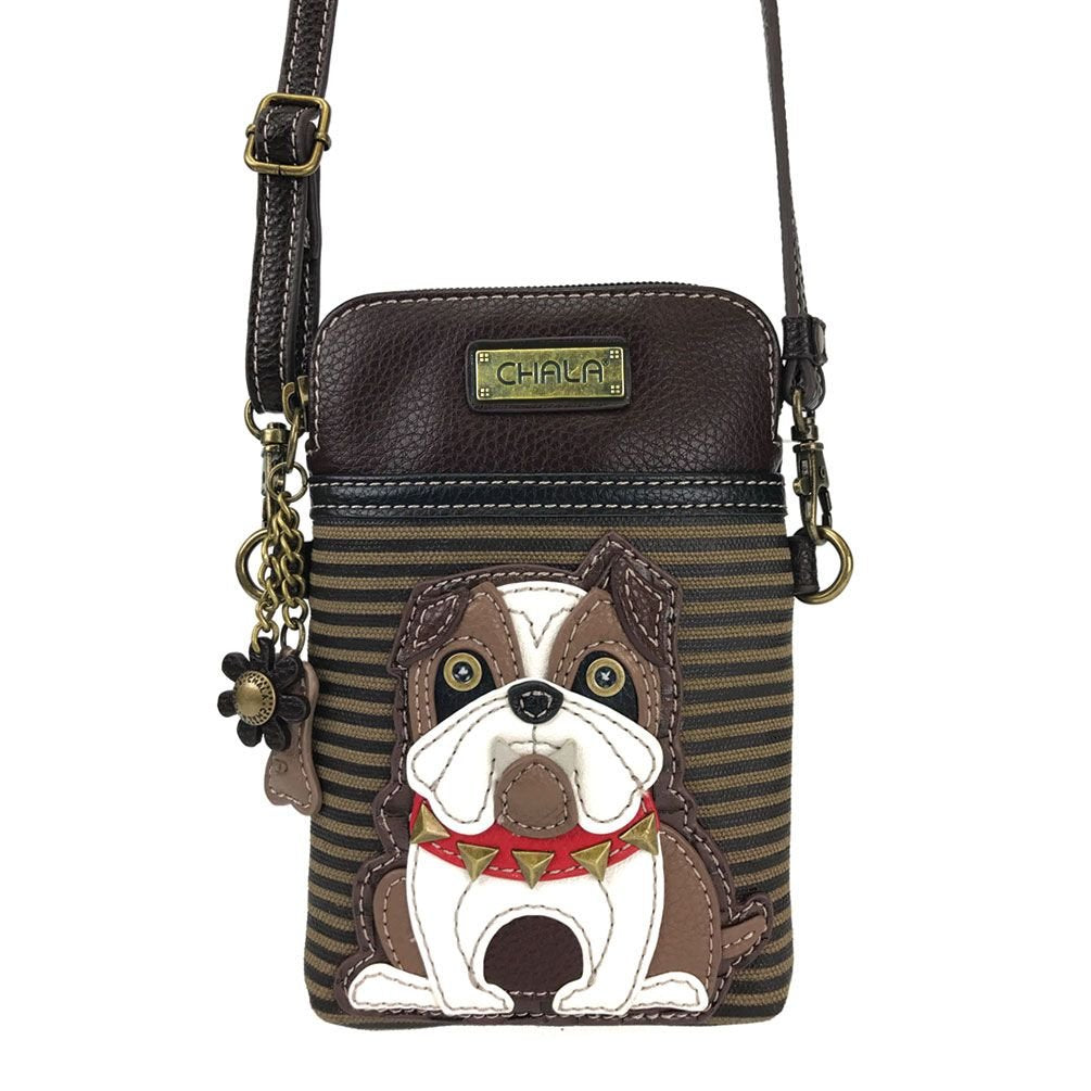 Chala Bulldog Cellphone Crossbody Handbag - Convertible Strap