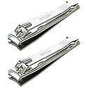 firiKer 2PCS Stainless Steel Nail Clippers,Professional Fingernail Clipper and Toenail Clipper, Wide Easy Press Lever Nail Cutter with Swing Out Nail