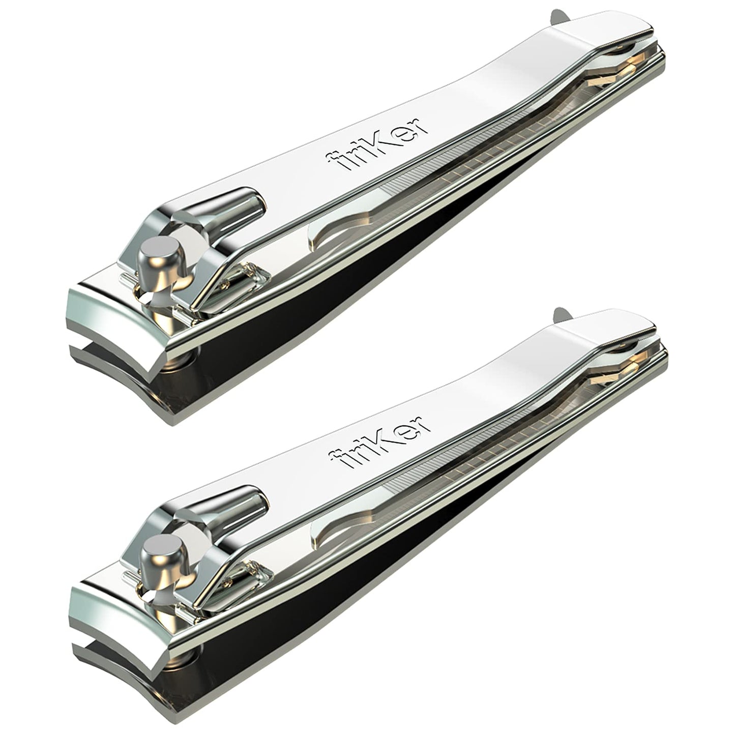 firiKer 2PCS Stainless Steel Nail Clippers,Professional Fingernail Clipper and Toenail Clipper, Wide Easy Press Lever Nail Cutter with Swing Out Nail