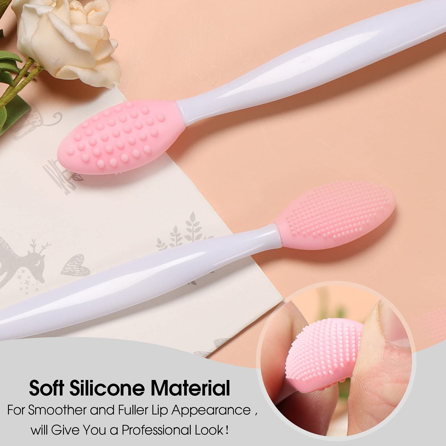 Silicone Lip Scrub Brush - Double-Sided Exfoliating Tool for Dark and Chapped Lips, Cleaner for Smoother and Fuller Appearance?4PC?
