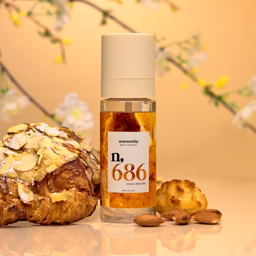 Noteworthy n,686 Coco Brulee Body Mist - Warm Gourmand • Toasted Coconut • Almond Blossom • Vanilla Sugar | Lightweight Fragrance Mist for Hair & Skin