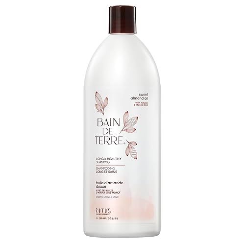 Bain de Terre Sweet Almond Oil Long & Healthy Shampoo, Strength & Protection for Weak, Damaged Hair, with Argan & Monoi Oils, Paraben-Free