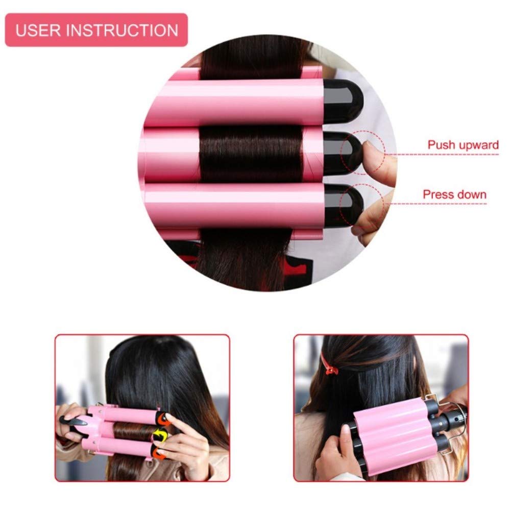 MODVICA 3 Jumbo Barrel Curling Iron Wand 32mm Hair Waver Temperature Adjustable Ceramic Big Waves Hair Crimper (1.25'')