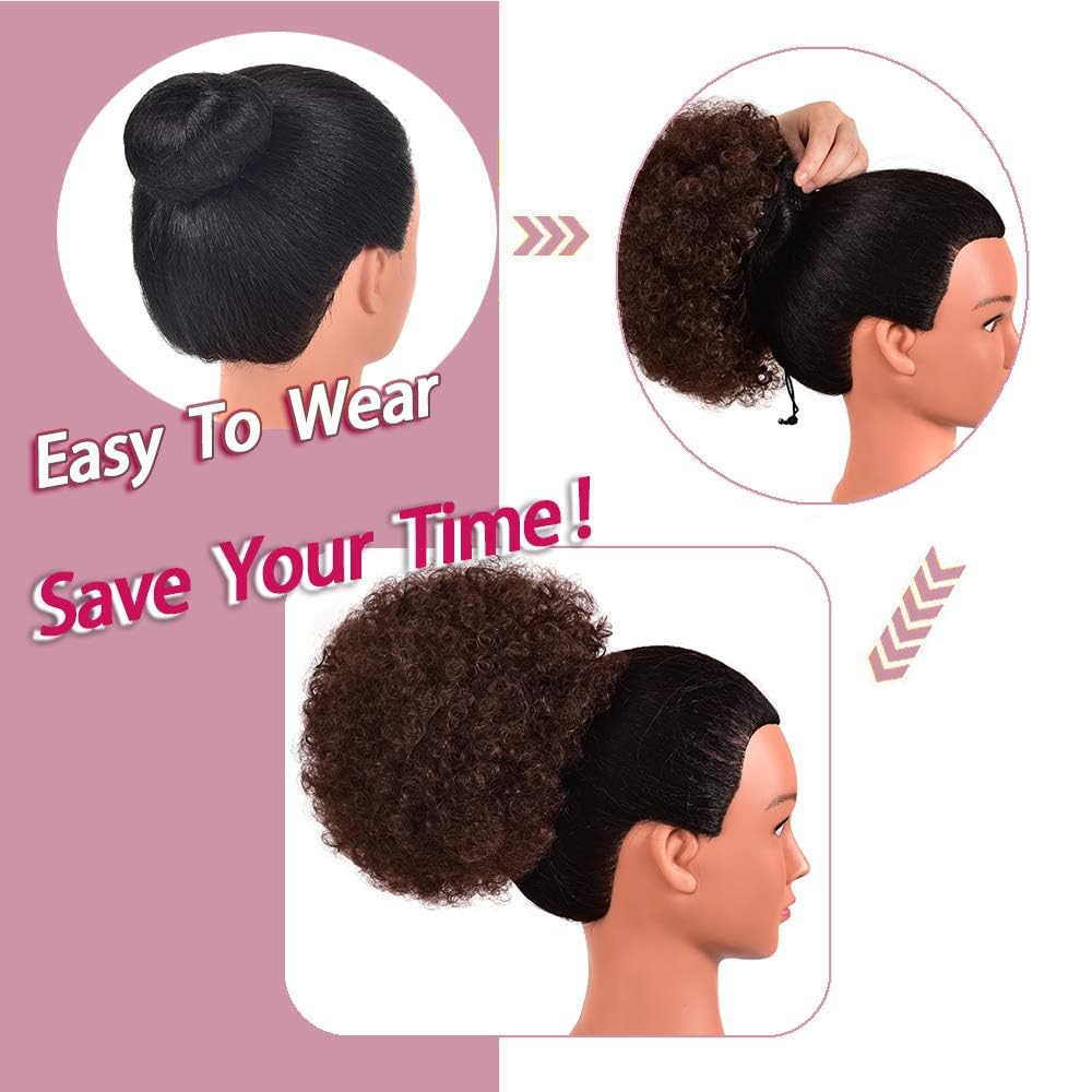 rosmile Afro Puff Drawstring Ponytail Extension for Black Women, Premium Deep Brown #33 80 Gram Short Synthetic Afro Puff Ponytail for Natural Hair Beauty and Personal Care rosmile