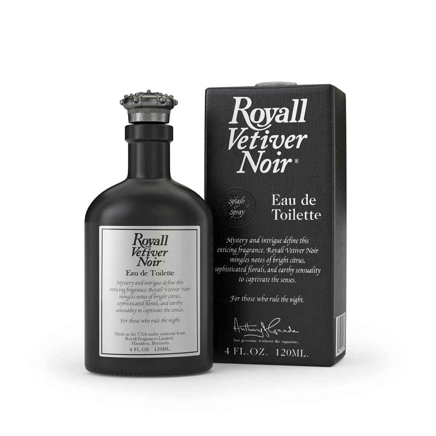 ROYALL VETIVER NOIR, Men's Eau de Toilette, Vetiver & Amber Fragrance - 4 Fl oz Spray