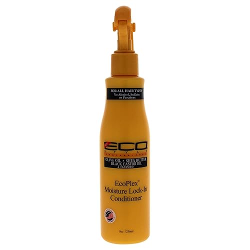 Eco Style Ecoco Ecoplex Moisture Lock-In Conditioner - Black Castor And Flaxseed Oil - Olive Oil And Shea Butter - Soft And Glowing Hair - Hydrating